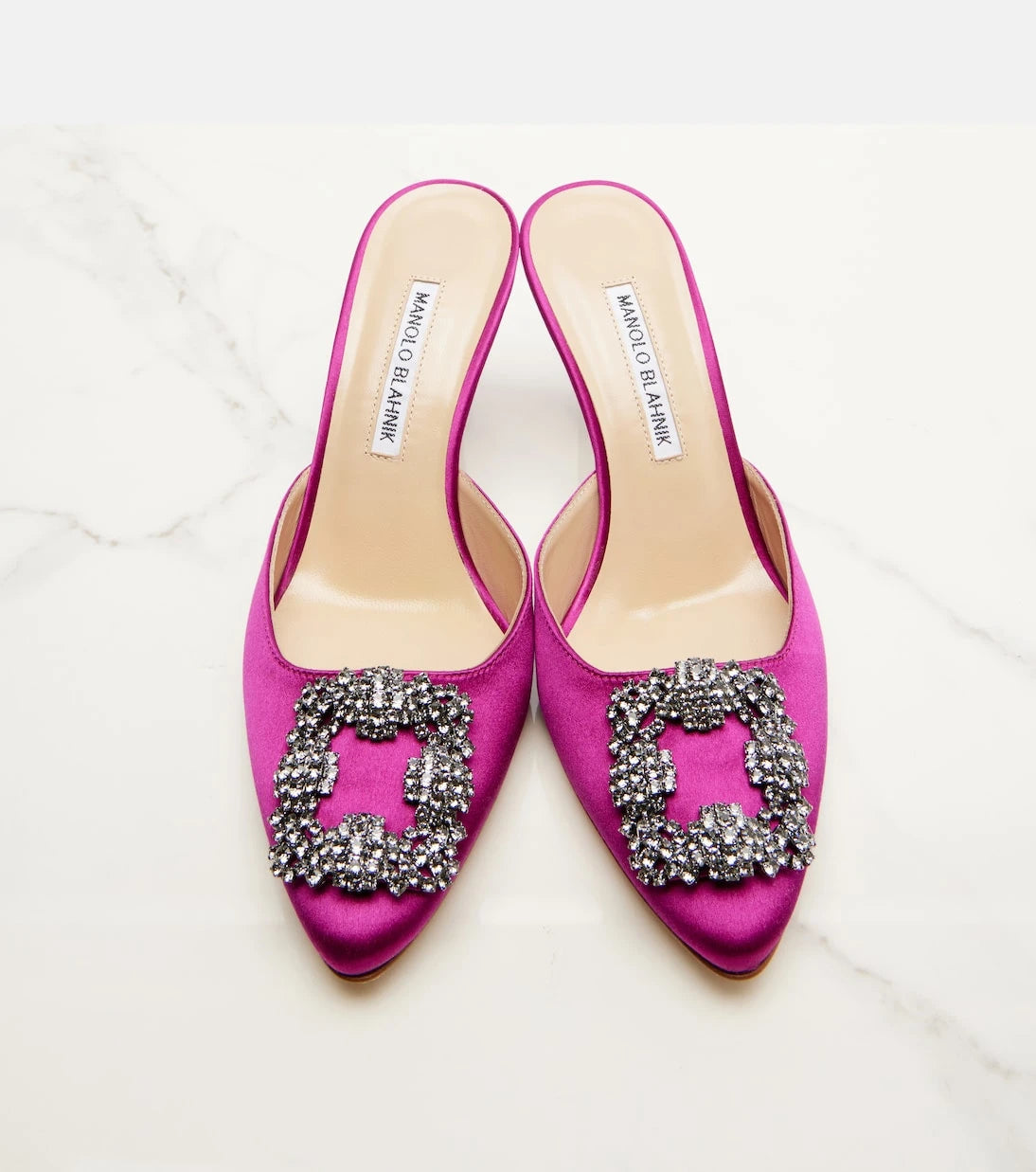 Manolo Blahnik - Hangisimu 70 embellished satin mules