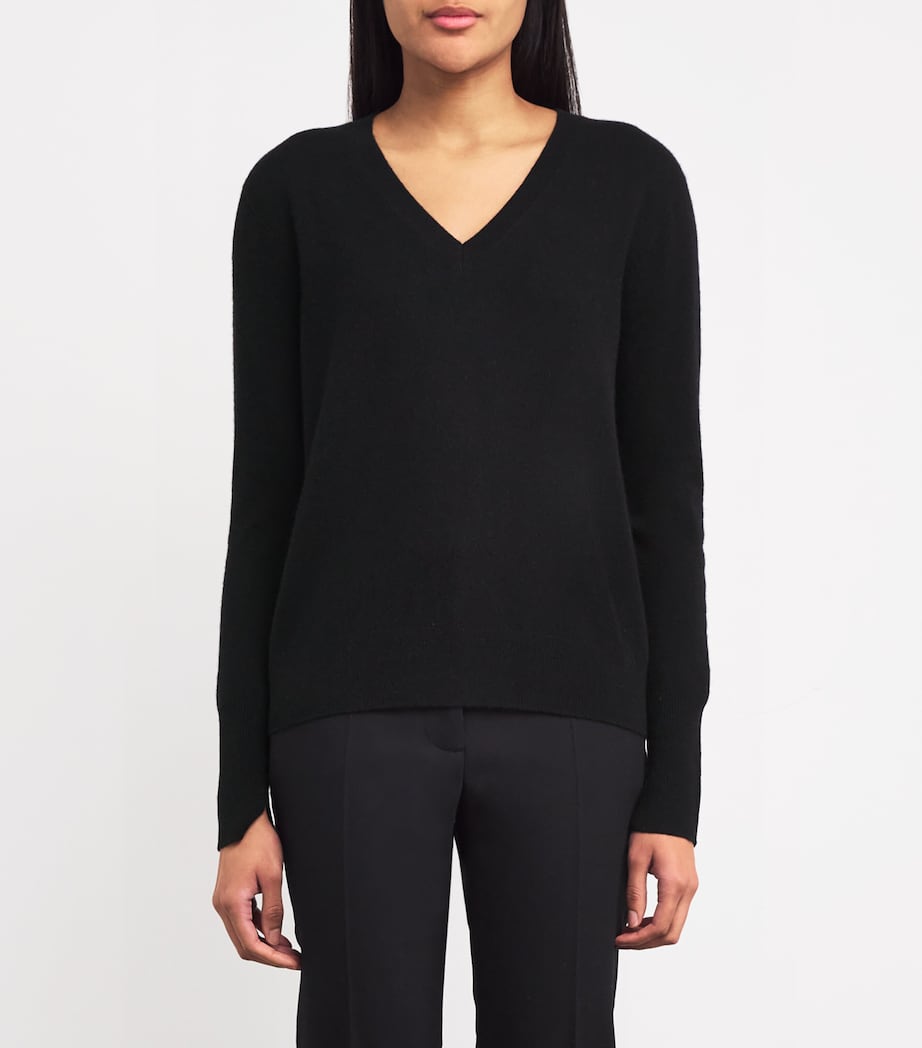 Black Cashmere V-Neck Sweater