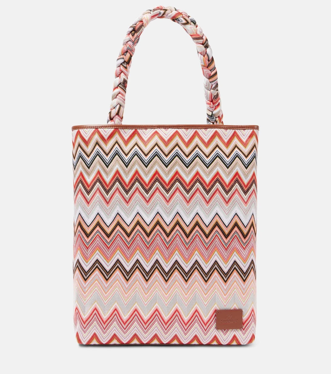 Missoni - حقيبة يد كبيرة Zigzag بحواف جلدية