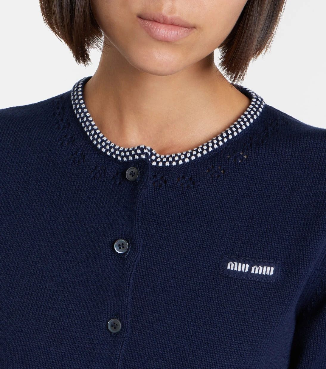 Miu Miu - Logo cropped cotton cardigan