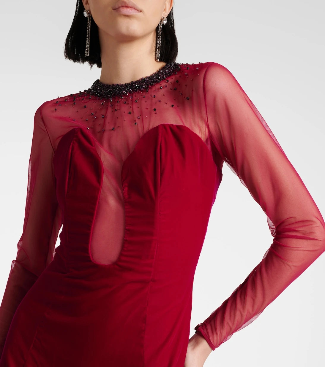 Miss Sohee - Embellished cotton-blend velvet gown