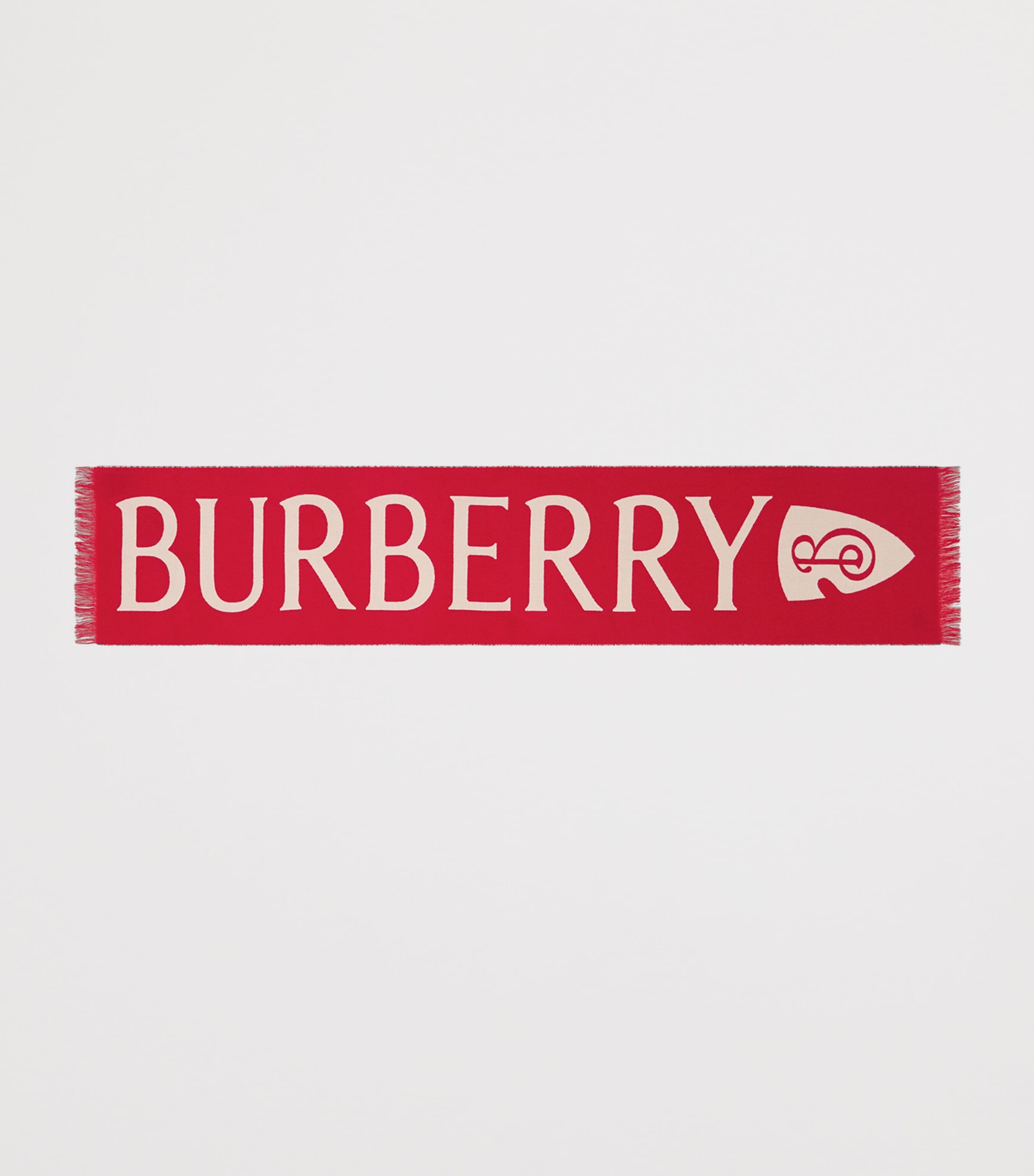 Burberry Red Wool Logo Scarf