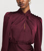 Self-Portrait Red Satin Draped Midi Dress