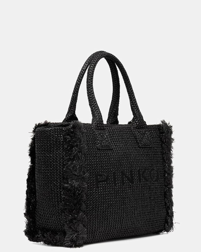 Pinko örme kumaştan kadın alışveriş çantası