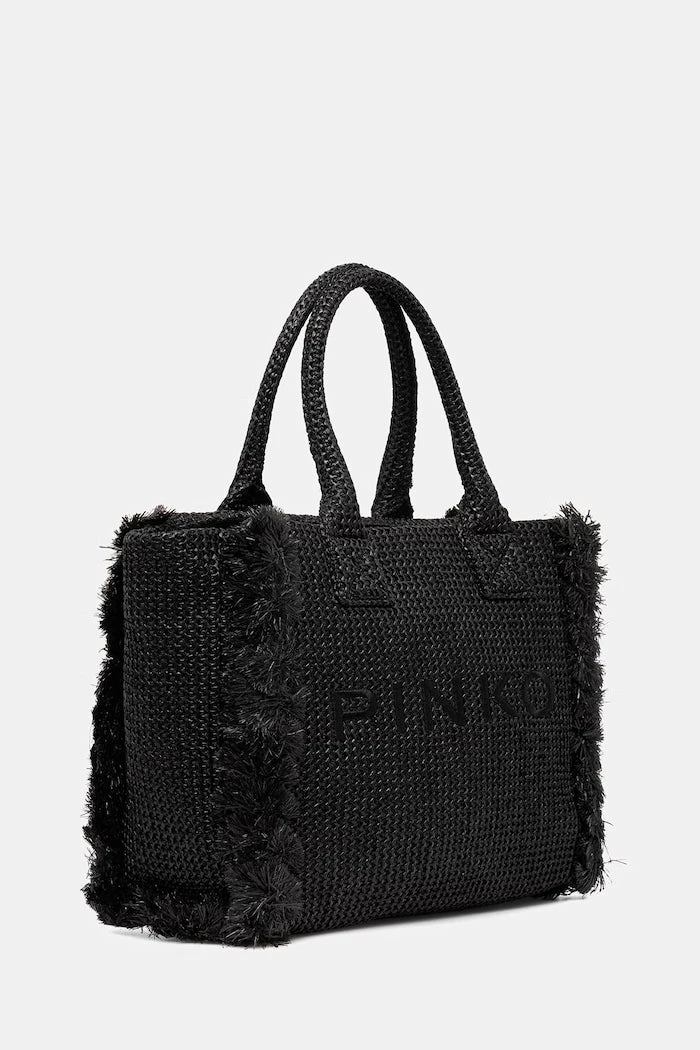 Pinko örme kumaştan kadın alışveriş çantası