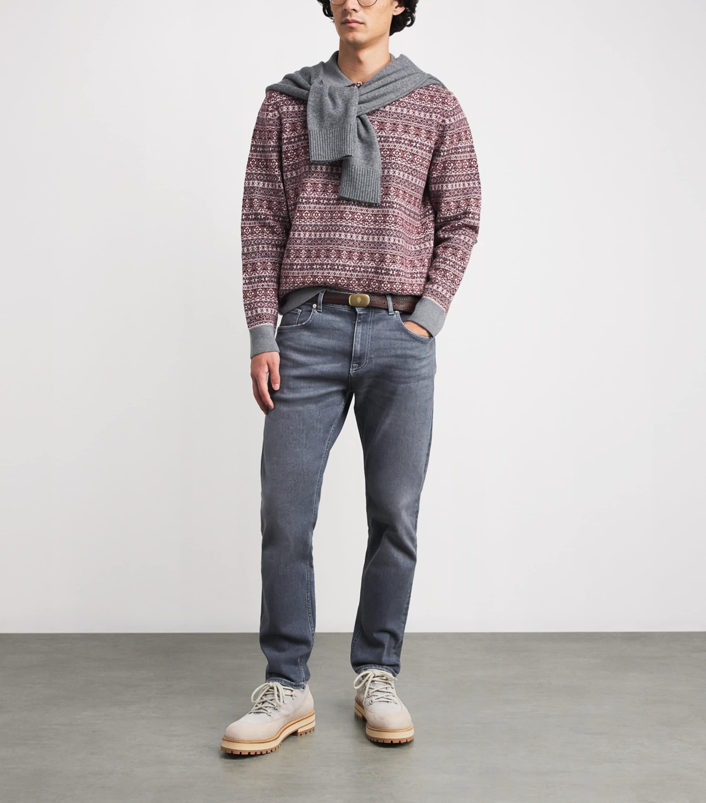Eleventy Multi Wool Fair Isle Polo Sweater