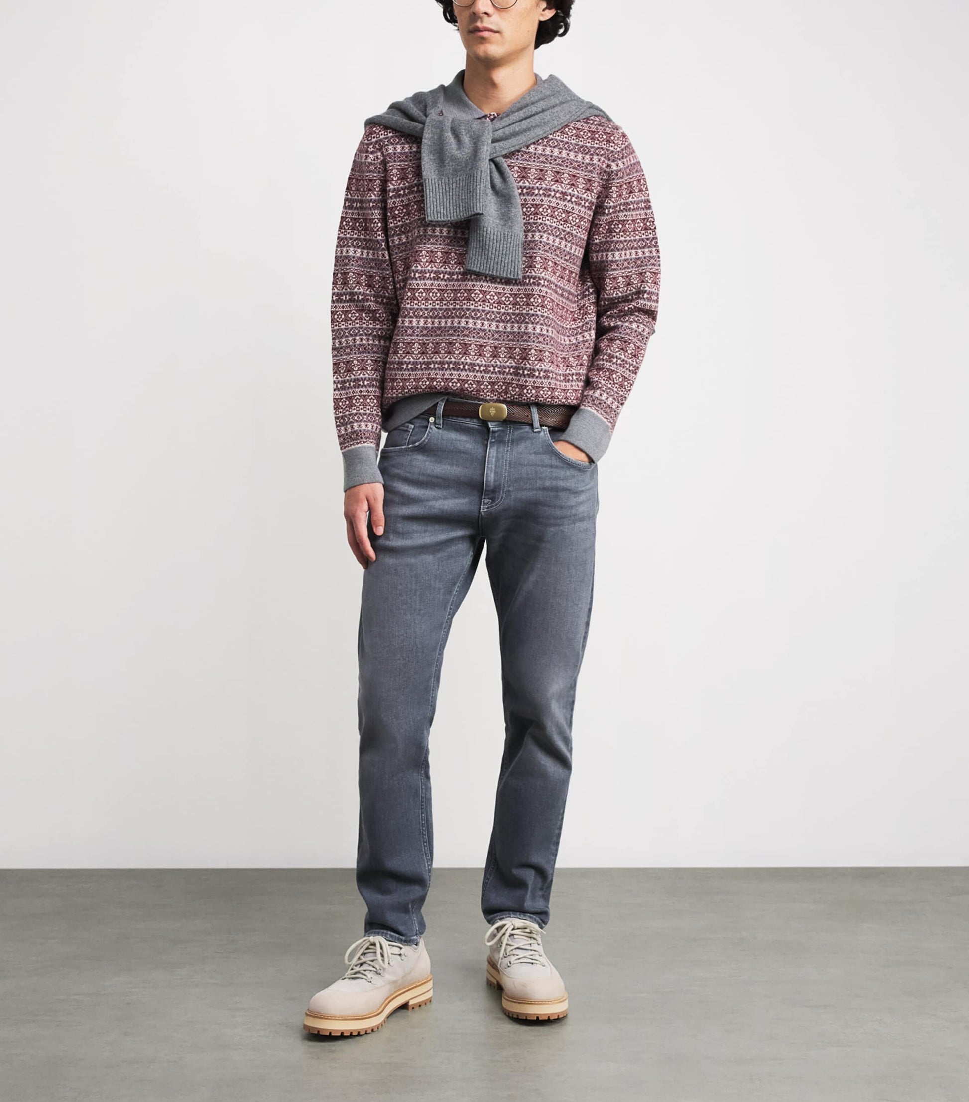 Eleventy Multi Wool Fair Isle Polo Sweater
