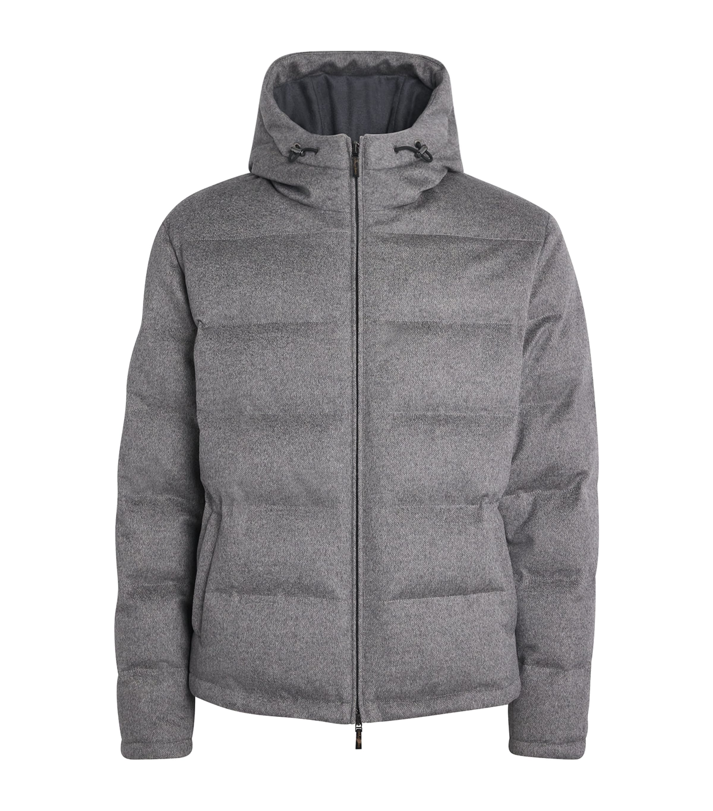 Grey Cashmere-Blend Down Jacket
