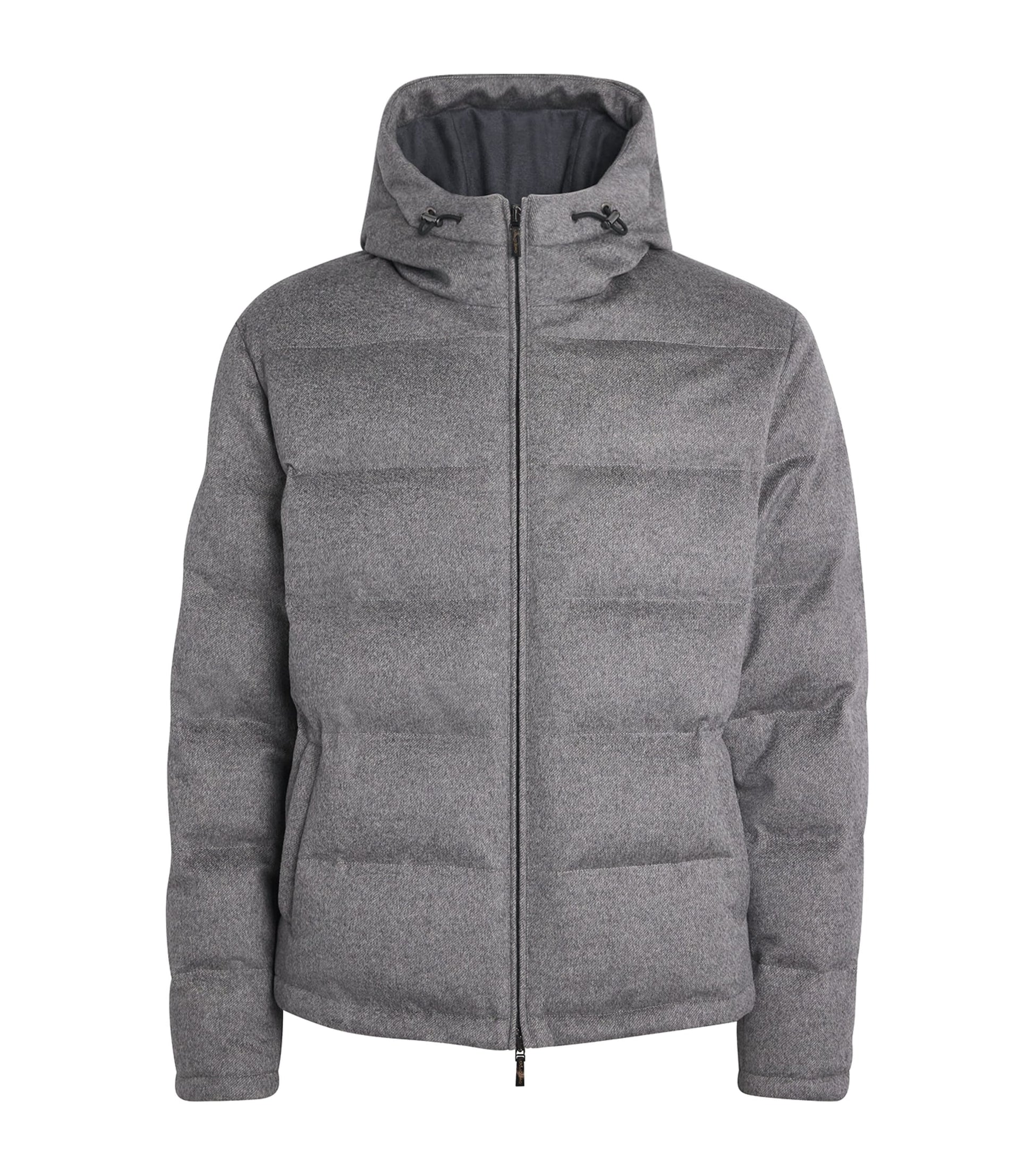 Grey Cashmere-Blend Down Jacket