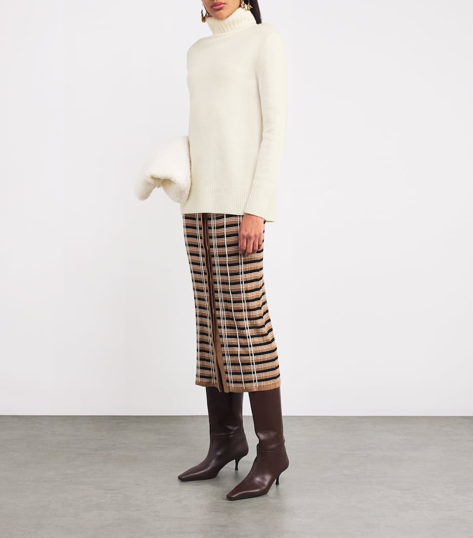 Ivory Open Cashmere High-Neck Sweater