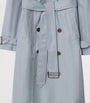 Blue Silk Poplin Long Trench Coat