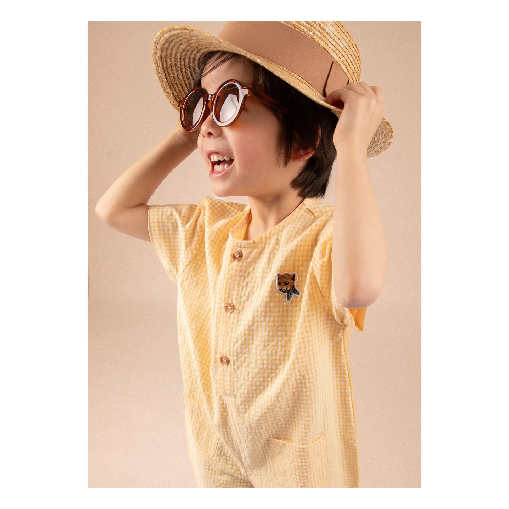 Loir - Arsène Vichy Organic Cotton Playsuit | Yellow