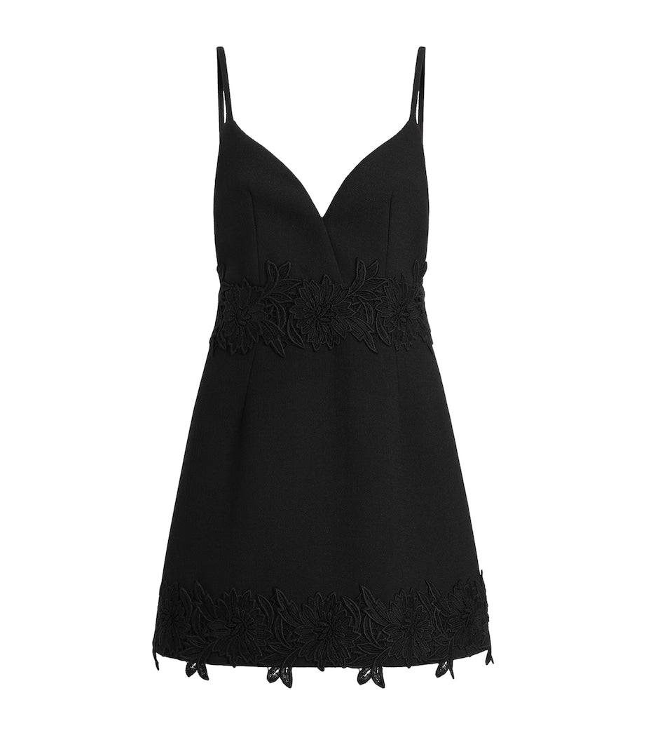 Multi Floral-Appliqué Mini Dress