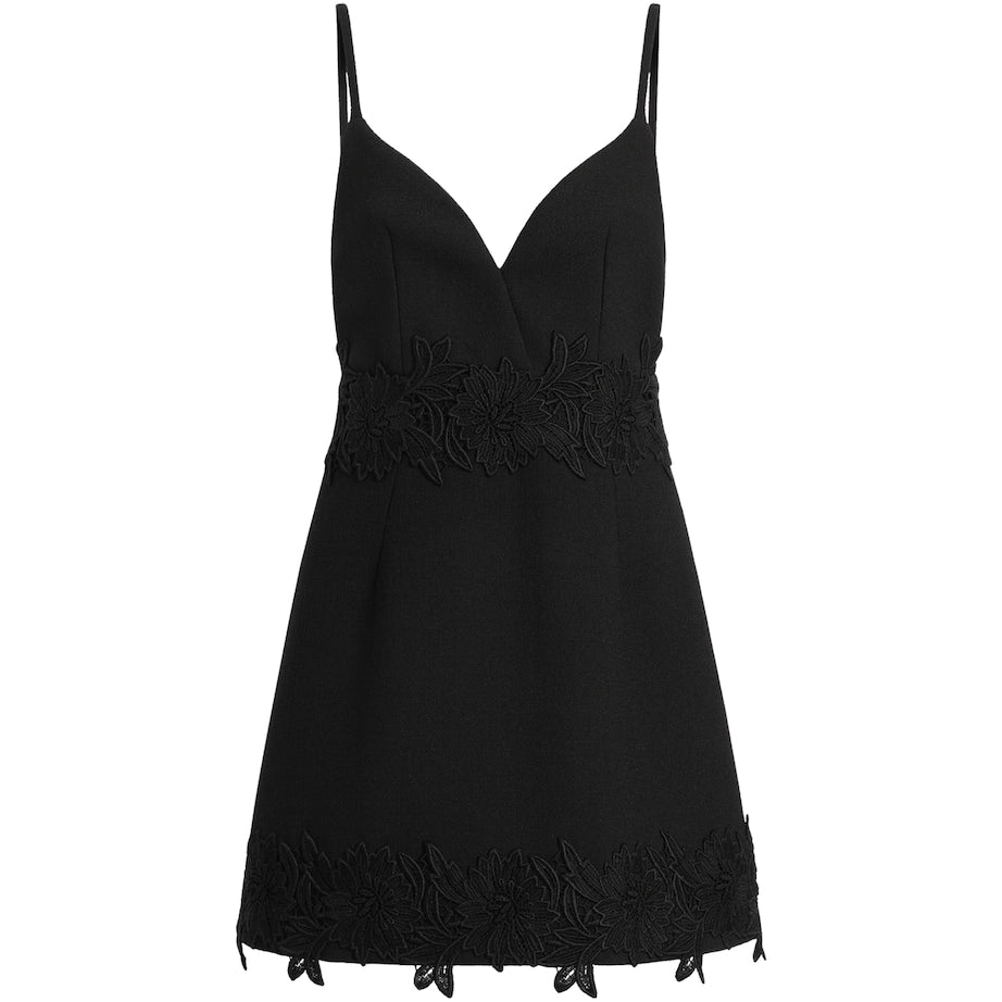 Multi Floral-Appliqué Mini Dress