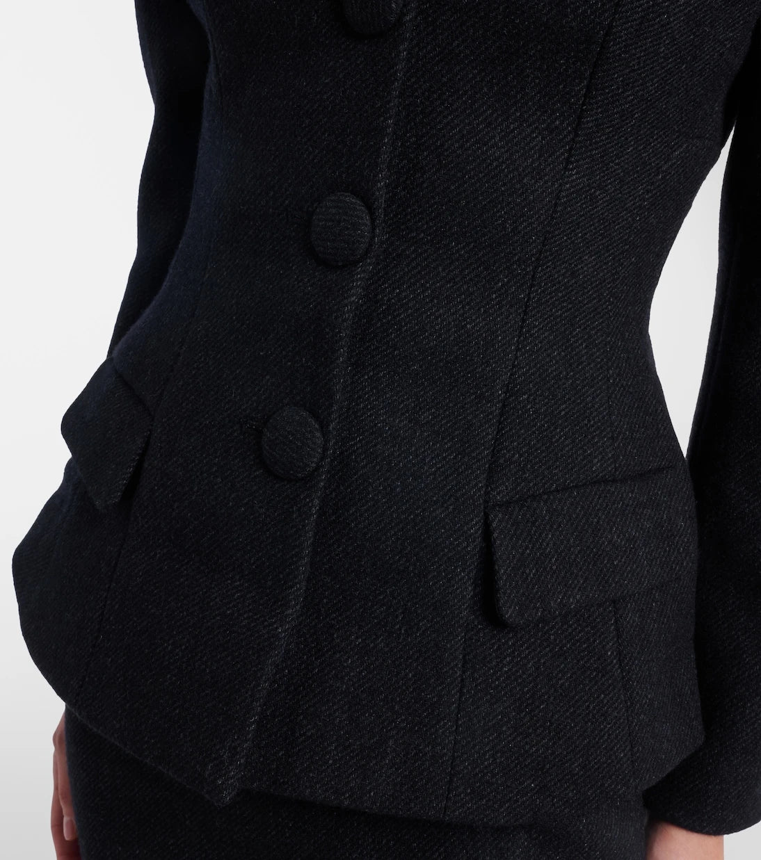 Self-Portrait - Wool-blend twill midi dress