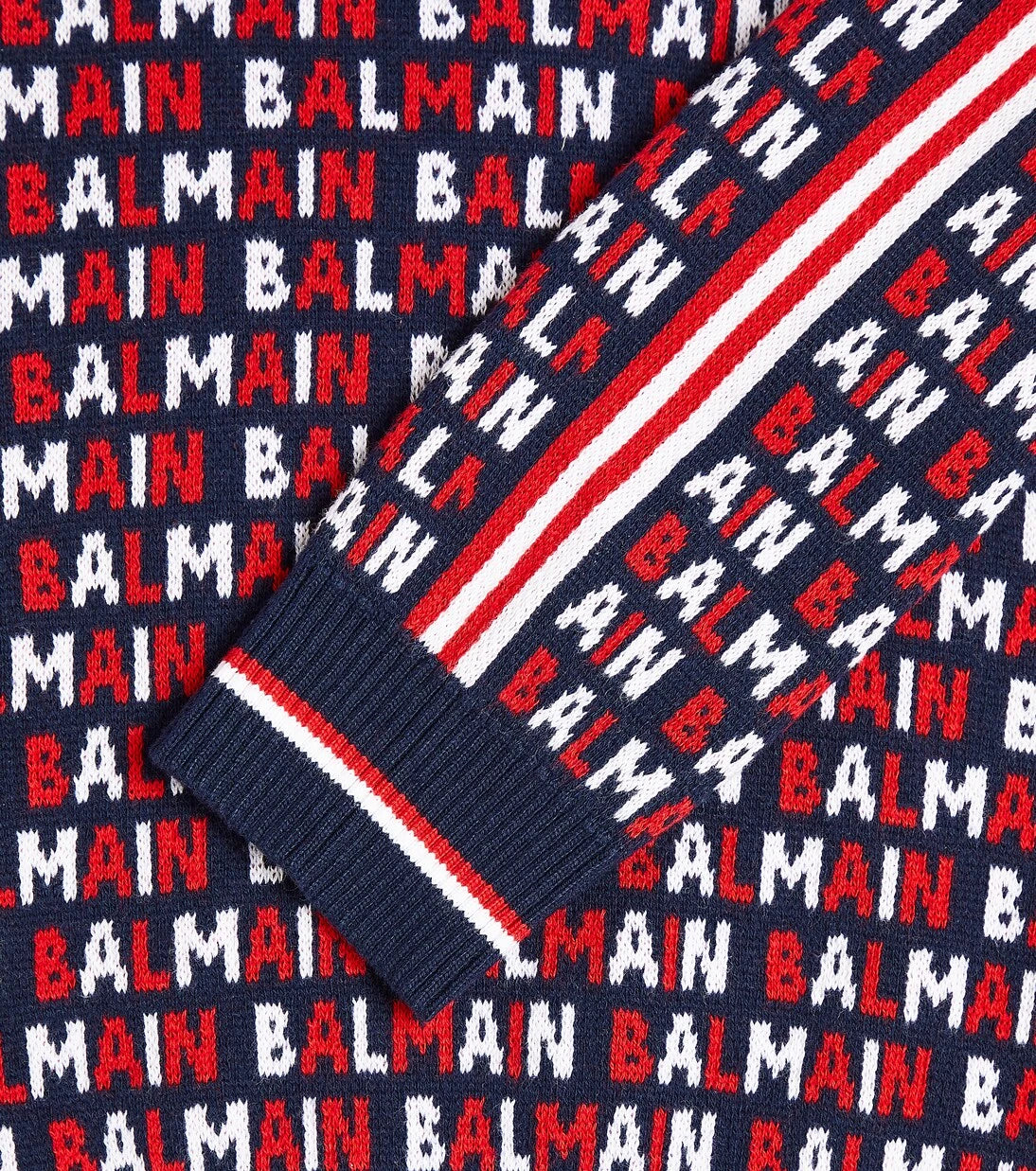 Balmain Kids - سويتر قطني بياقة مستديرة بنقشة المونوغرام