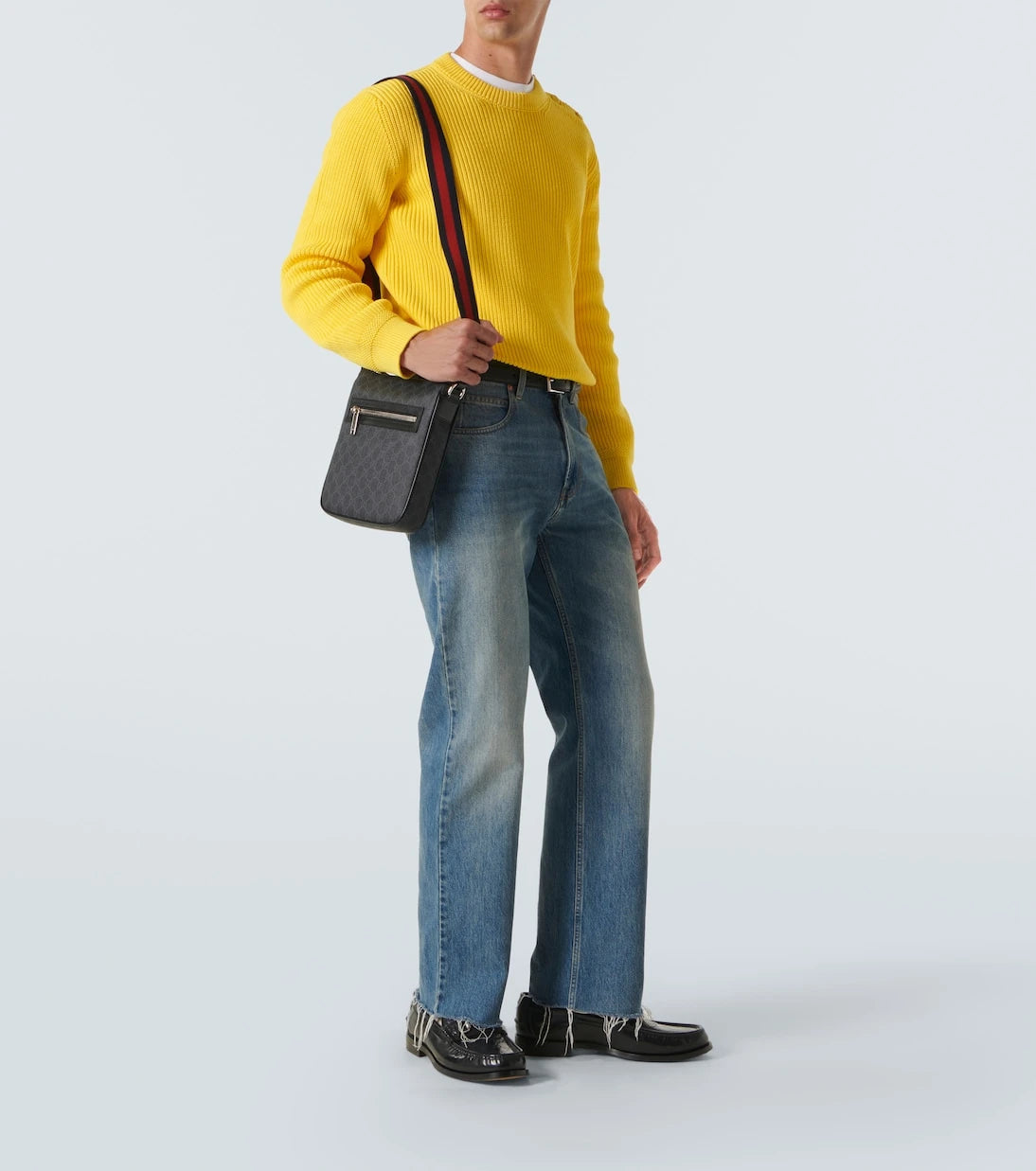 Gucci - GG canvas leather-trimmed crossbody bag