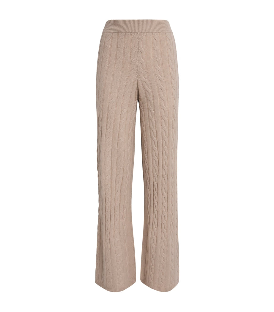 Soft Goat Ivory Cashmere Cable-Knit Sweatpants