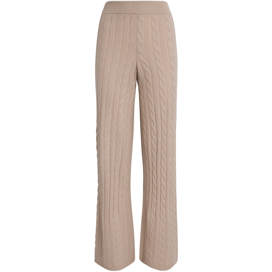 Soft Goat Ivory Cashmere Cable-Knit Sweatpants