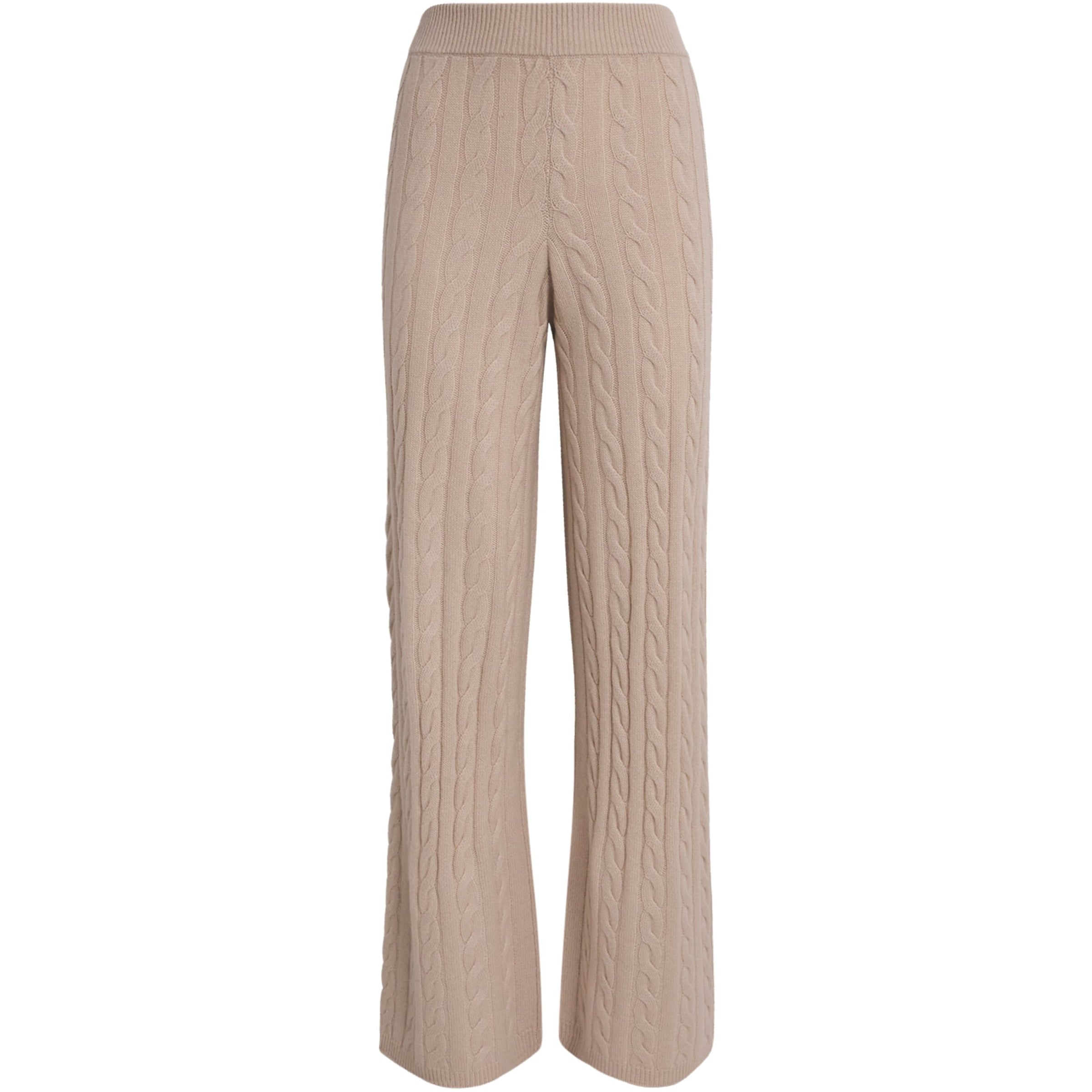 Soft Goat Ivory Cashmere Cable-Knit Sweatpants