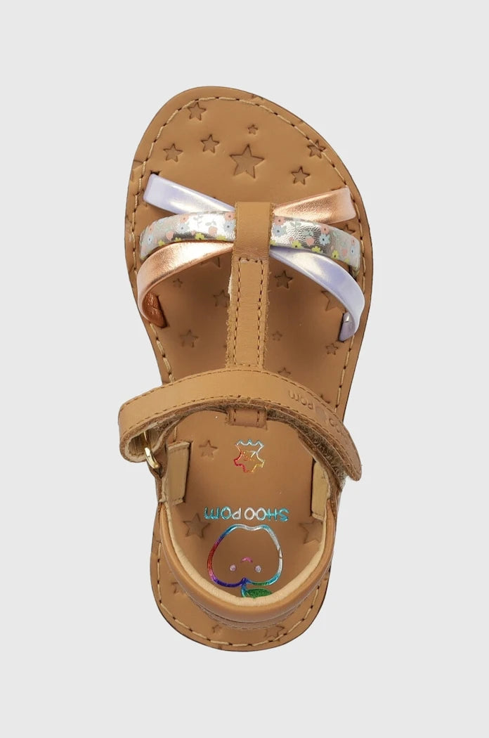 Shoo Pom Deri Çocuk Sandaletleri