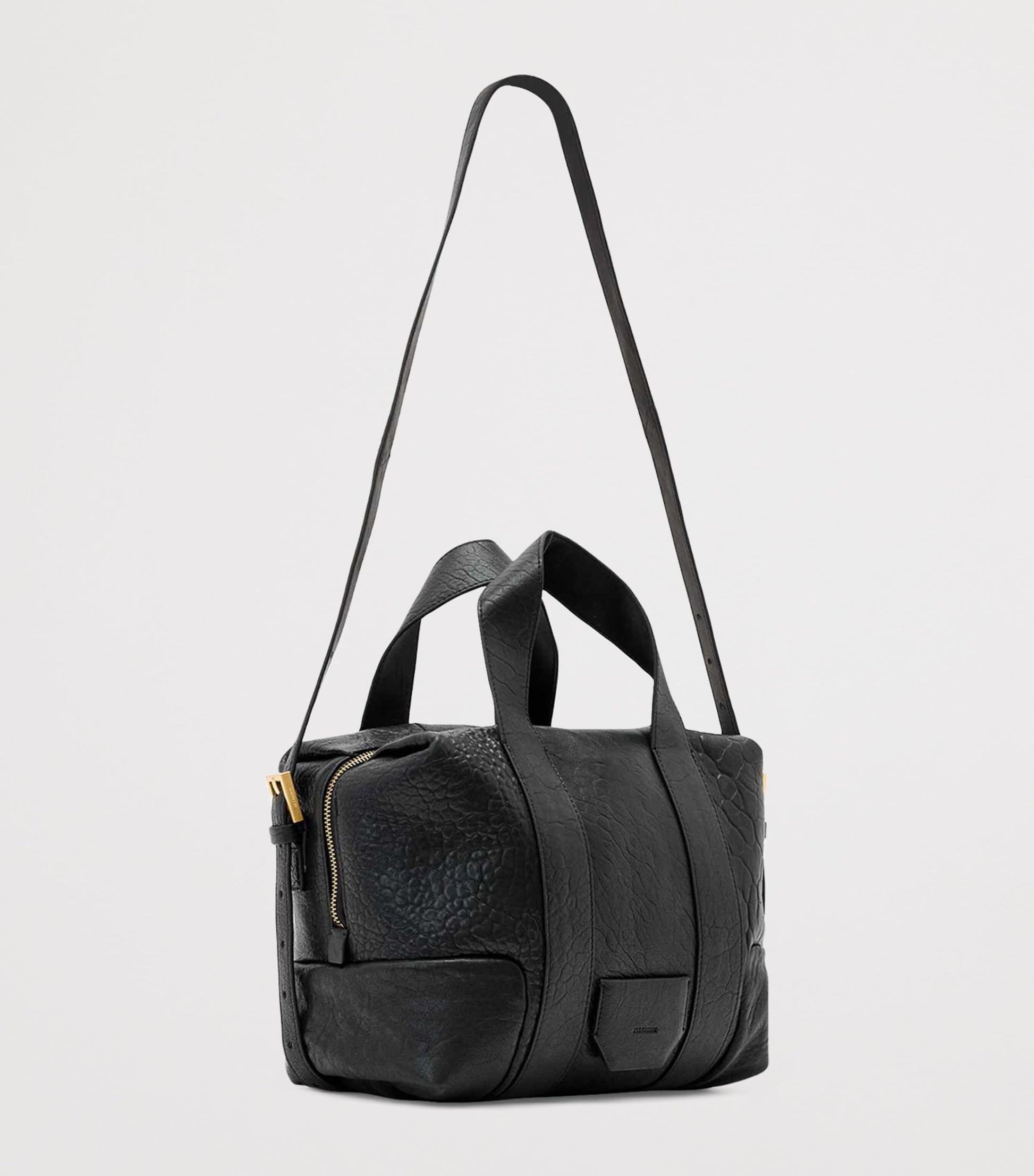 AllSaints Black Leather Ares Cross-Body Bag