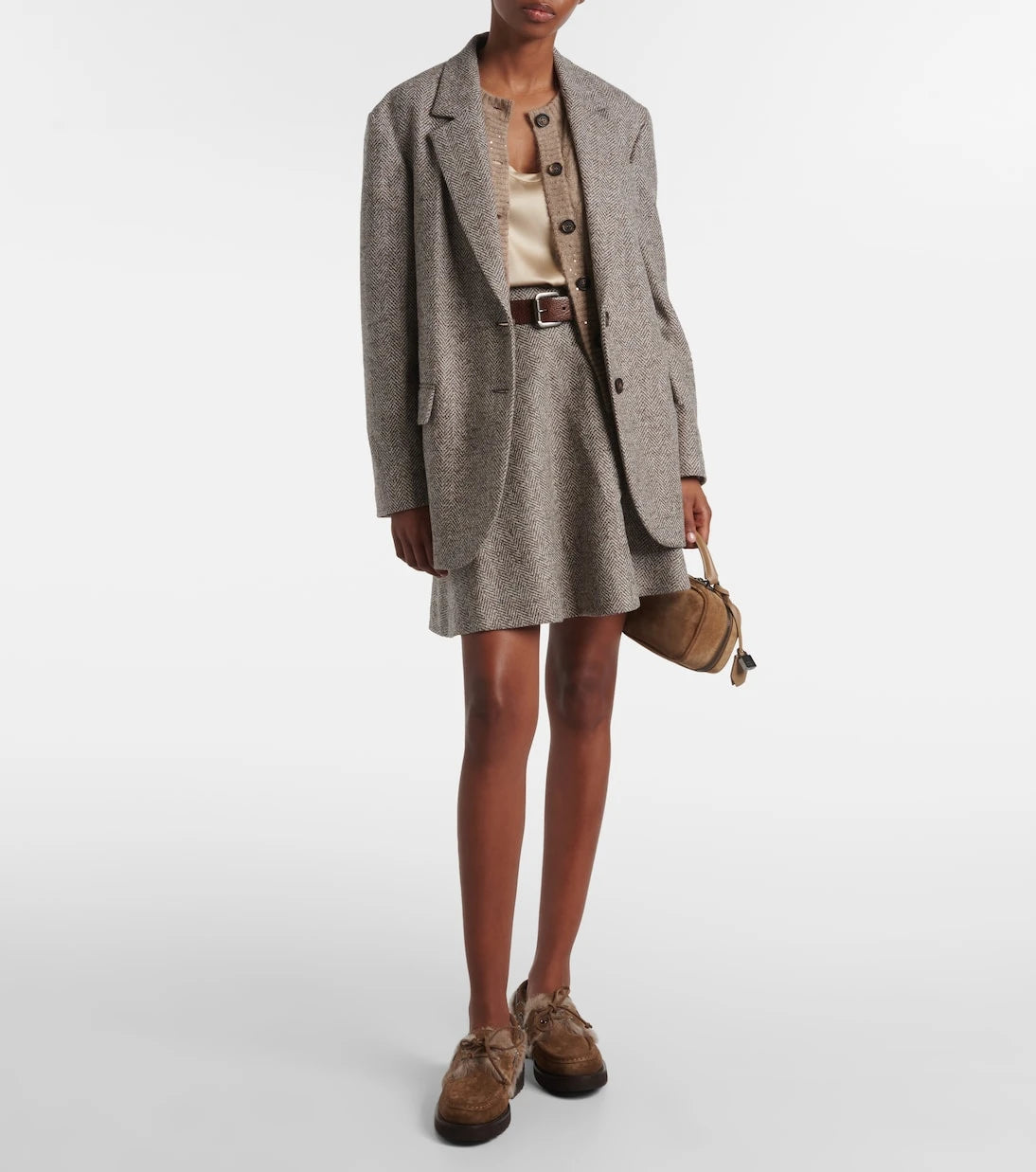 Brunello Cucinelli - Shearling-lined suede boat shoes
