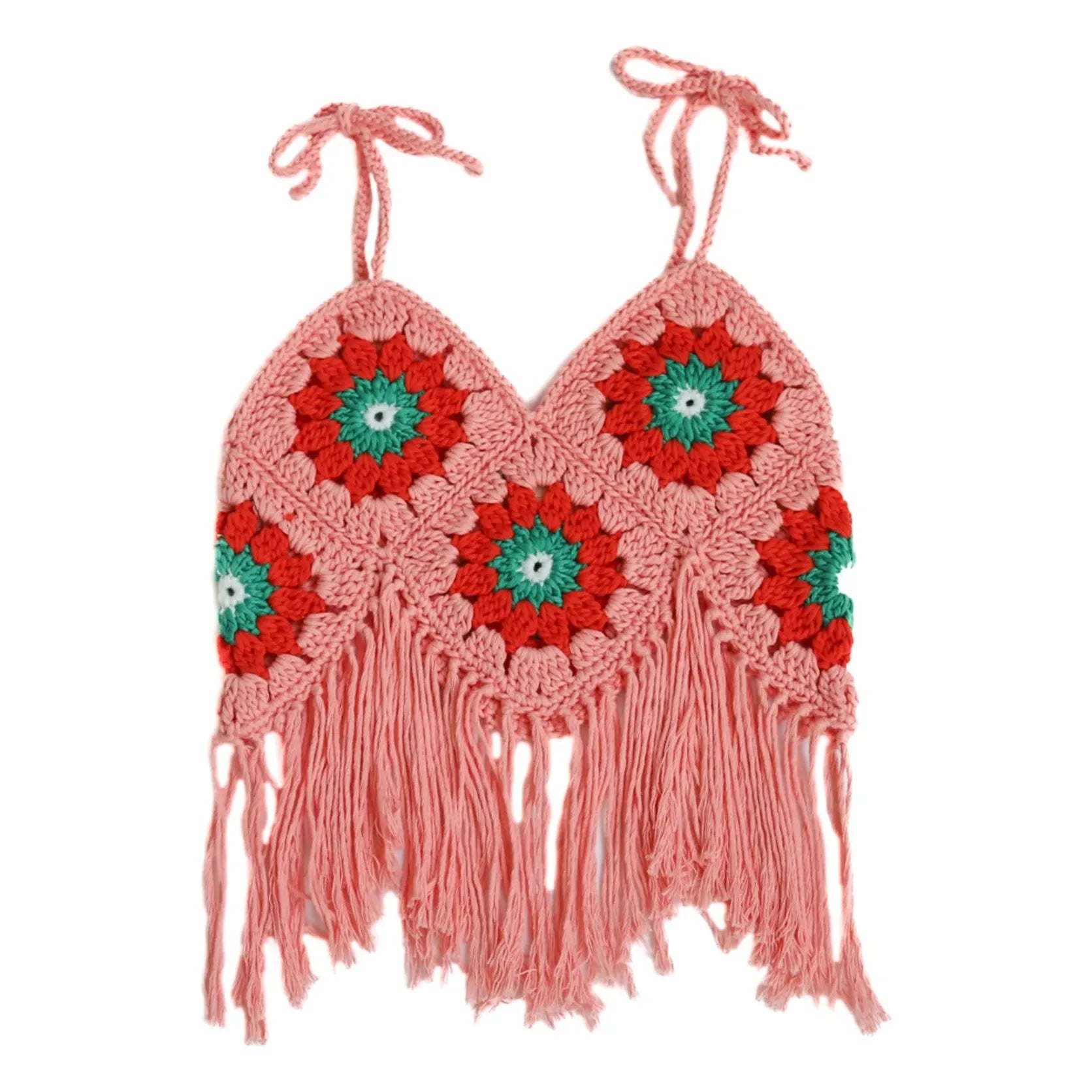 Kalinka - Atacama Crochet Fringe Top | Pink