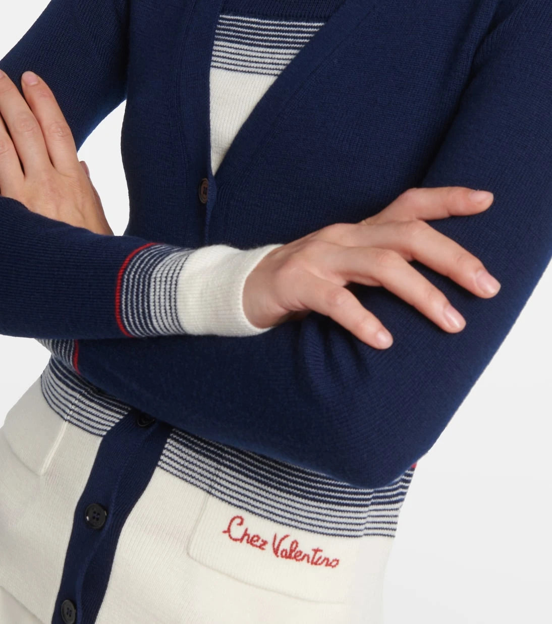 Valentino - Striped virgin wool cardigan