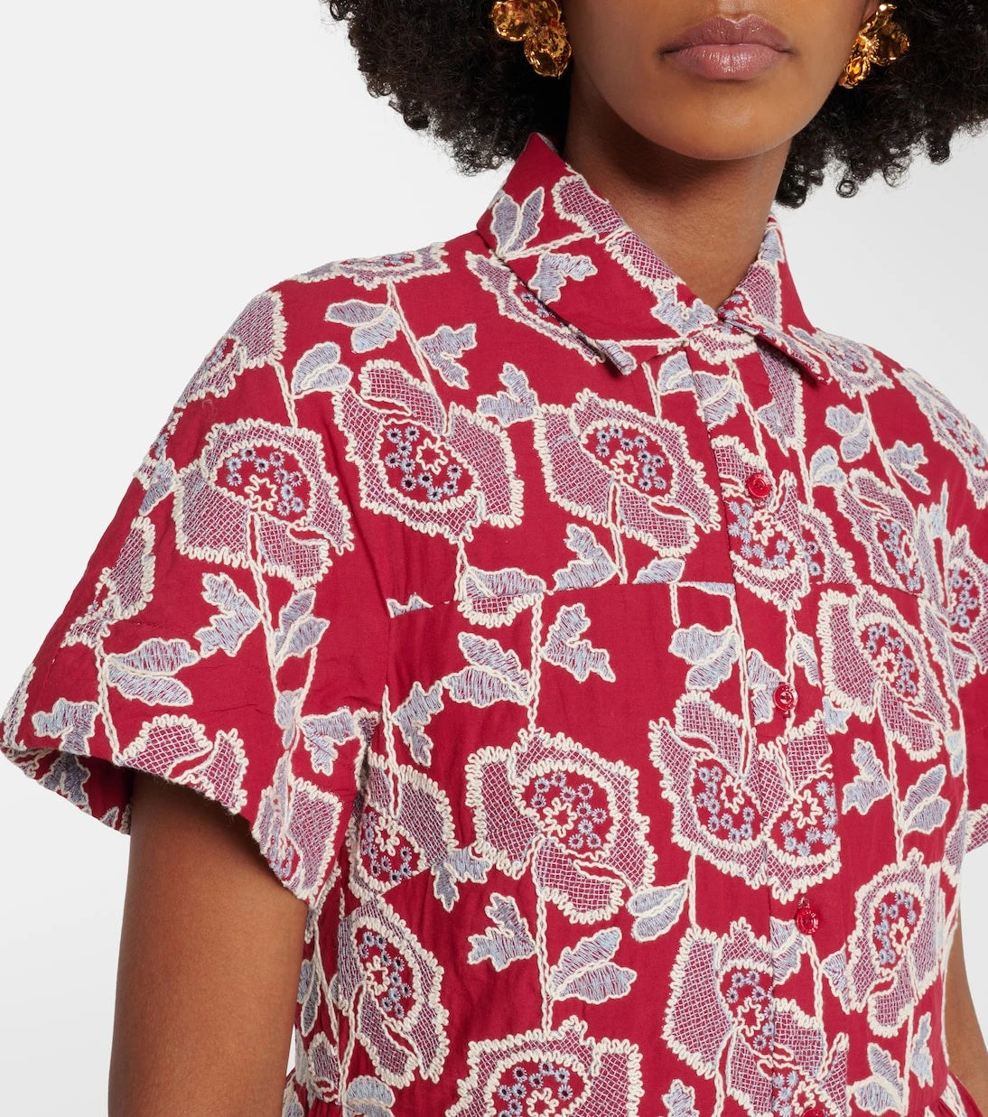 Erdem - Embroidered cotton-blend shirt dress