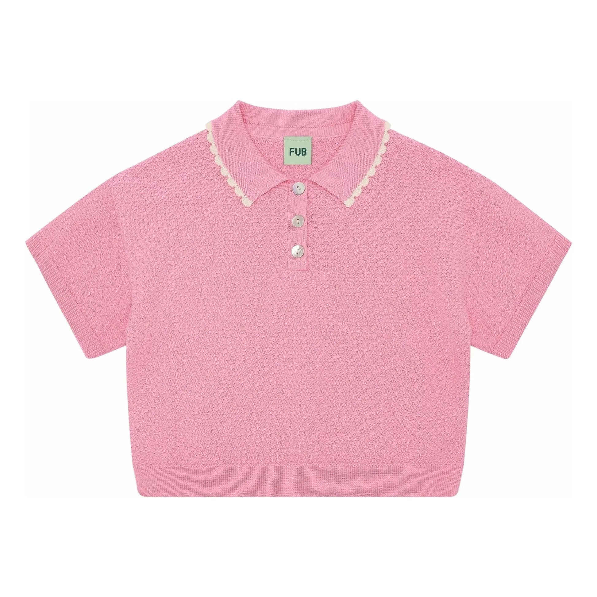 FUB - Polo Oversize Pique Maille Fine Organic Cotton | Candy pink