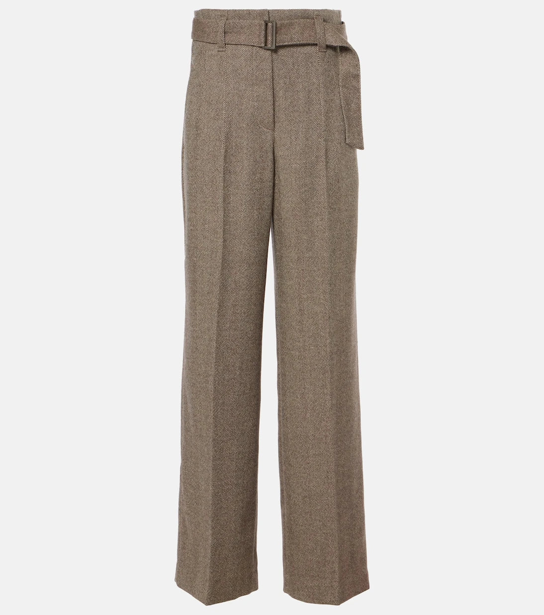 Brunello Cucinelli - Balıksırtı yün karışımı geniş paça pantolon