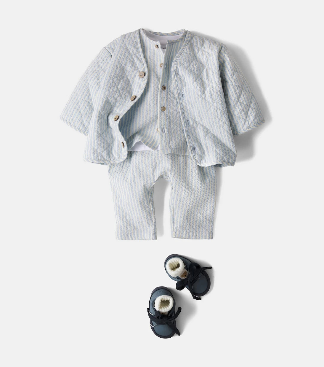 Wheat - Baby Saxo striped quilted cotton jacket