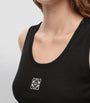 Black Embroidered Anagram Tank Top