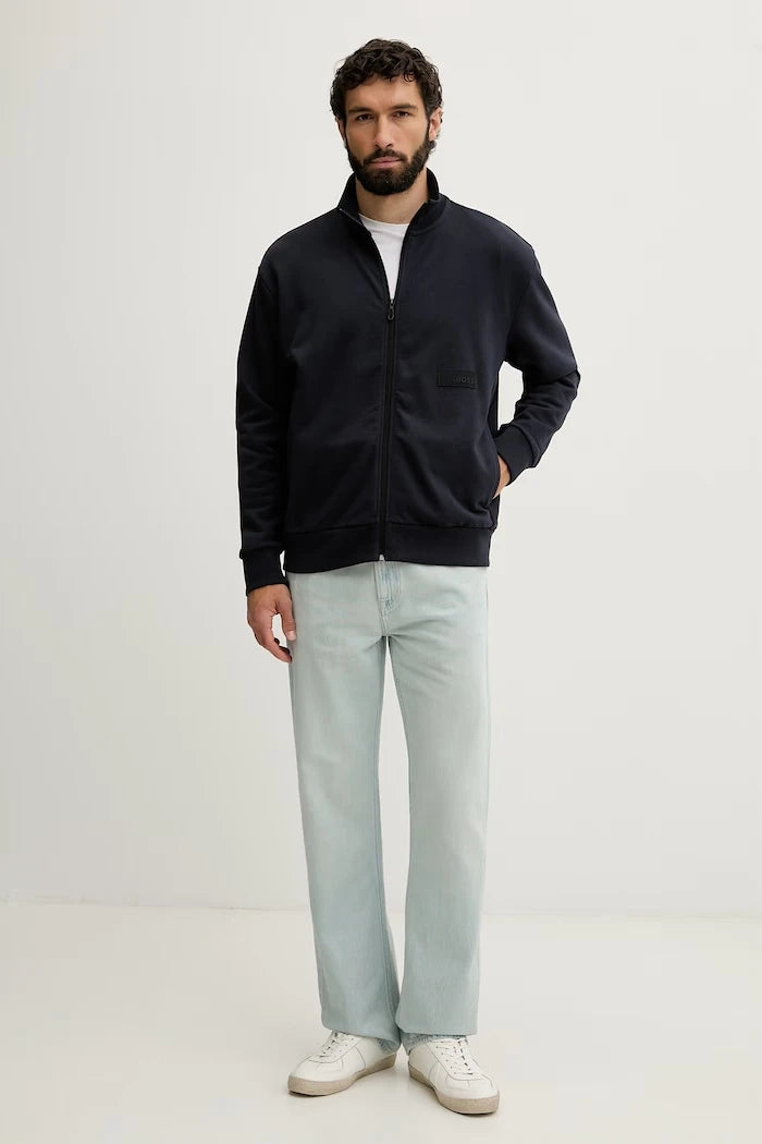 BOSS Green Erkek Pamuklu Fermuarlı Sweatshirt SW_Collar Full Zip