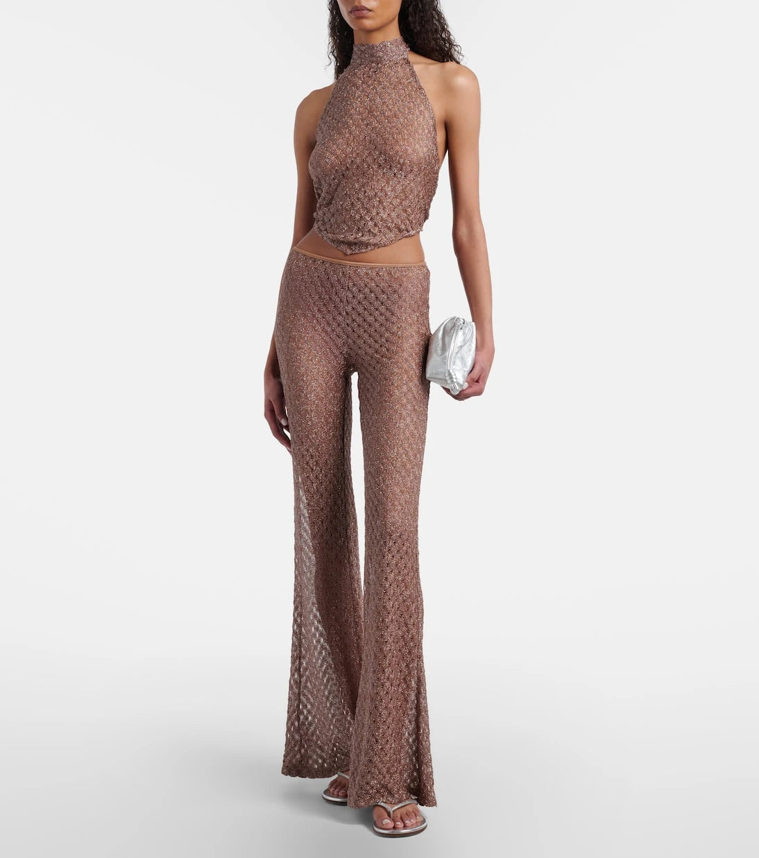 Missoni - Open-knit lamé flared pants