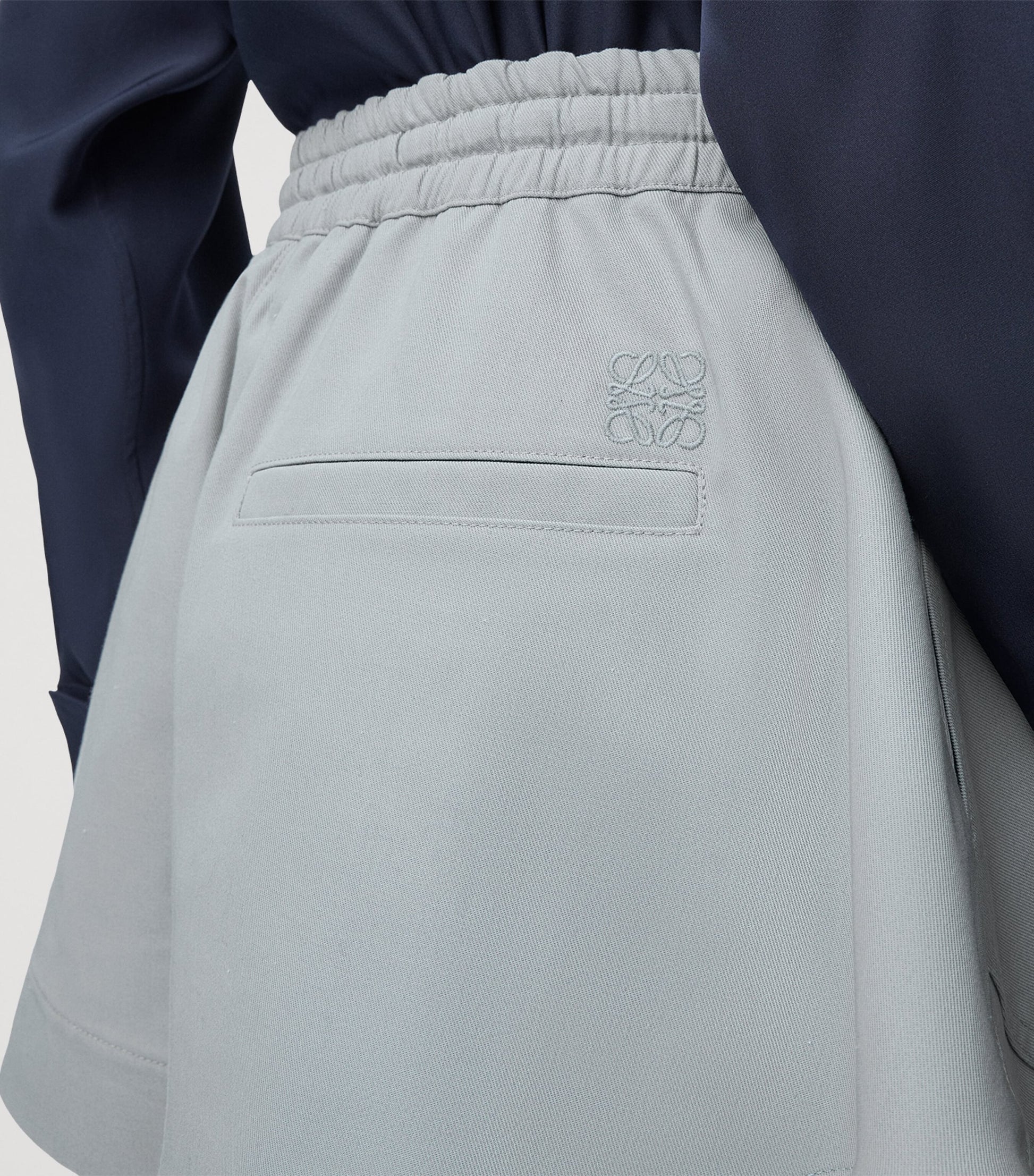 Grey Cotton-Blend Relaxed Shorts