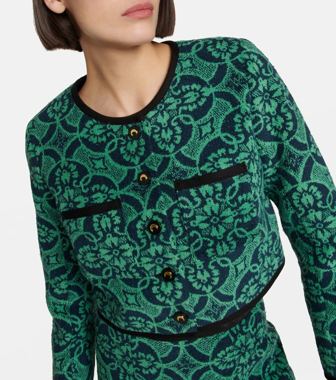 Marine Serre - Jacquard cropped cotton jacket