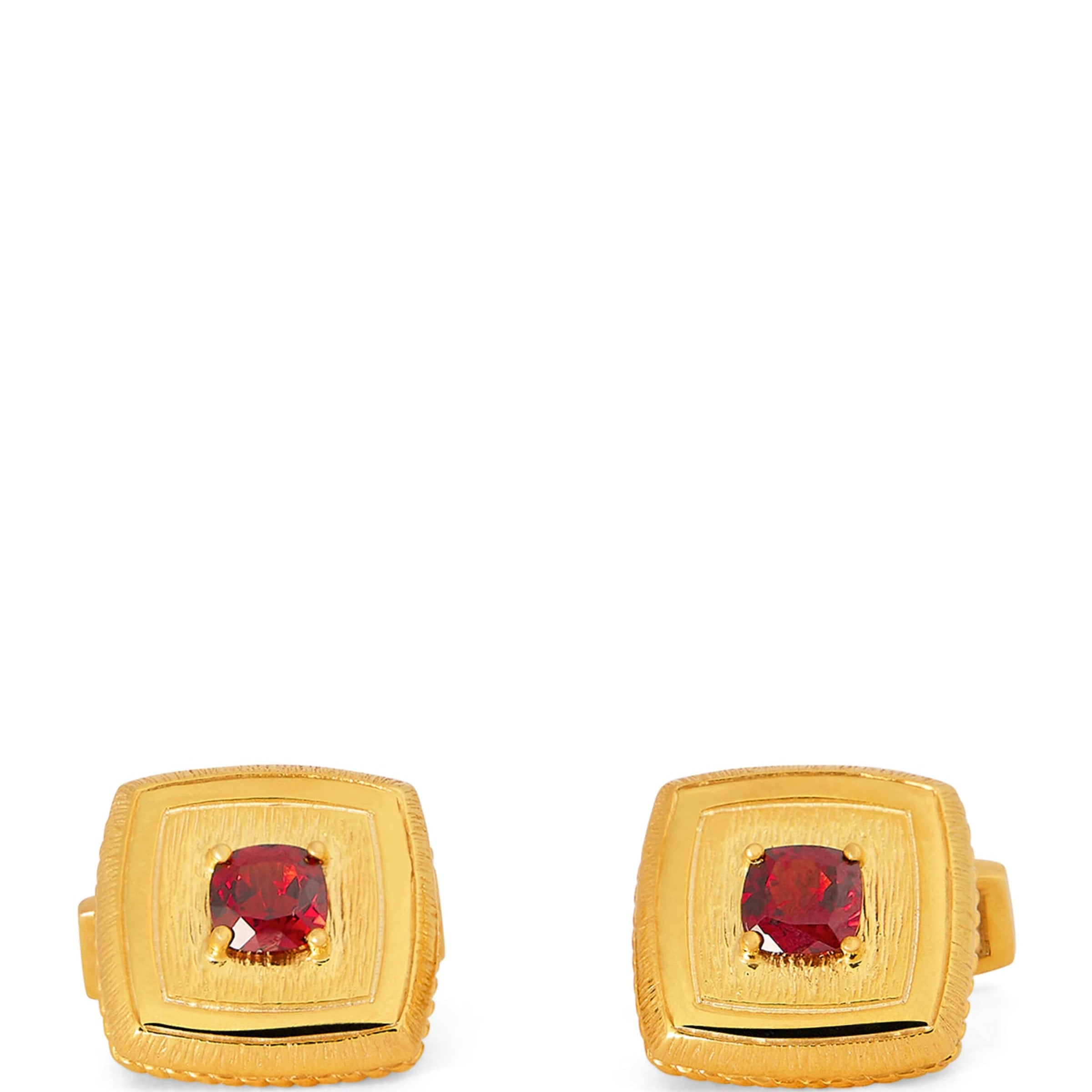 Gold-Plated and Garnet Graffiato Cufflinks