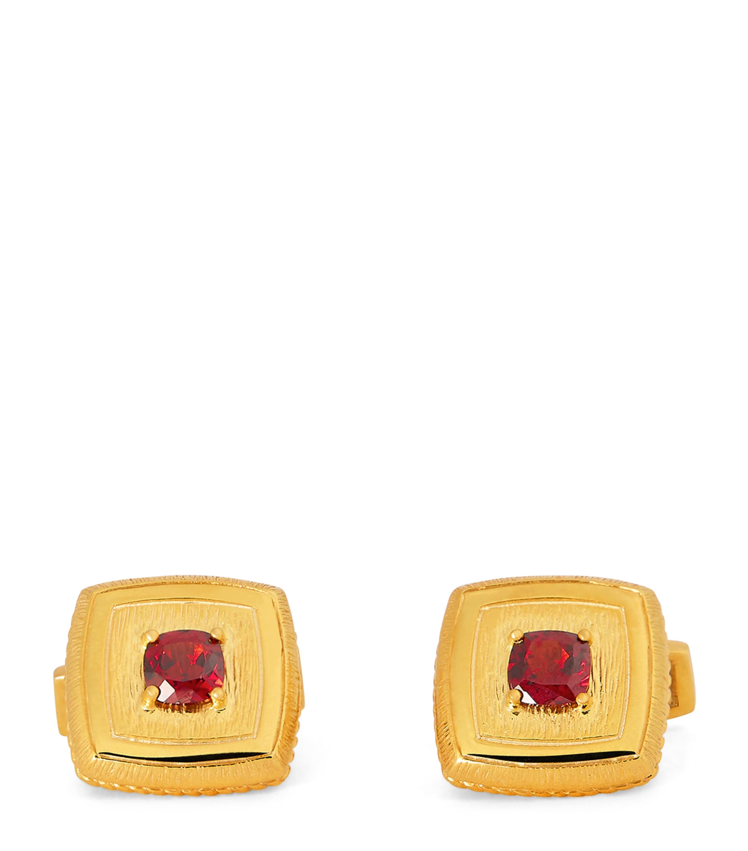 Gold-Plated and Garnet Graffiato Cufflinks