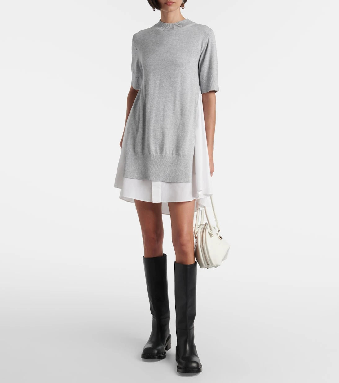 Sacai - Katmanlı pamuklu mini elbise