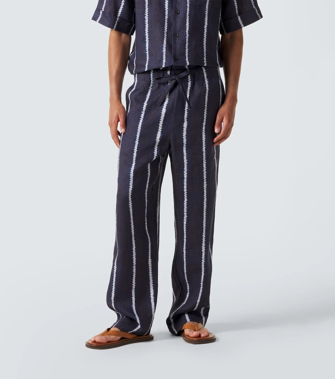 Commas - Striped linen wide-leg pants