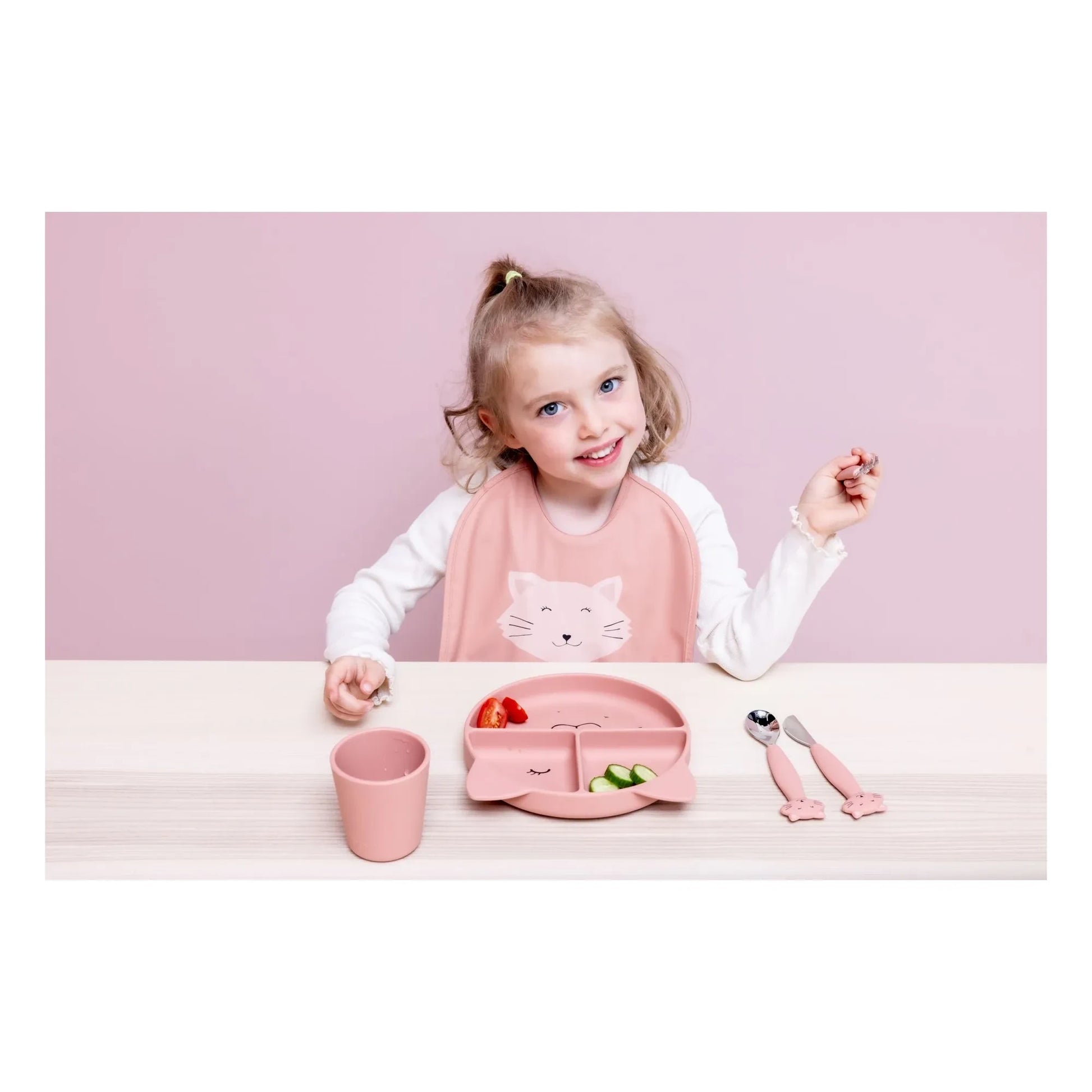 Trixie - Mrs. Cat Compartmentalized Suction Cup Plate | Pink