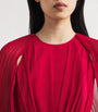 Red Silk-Georgette Pleated Gown