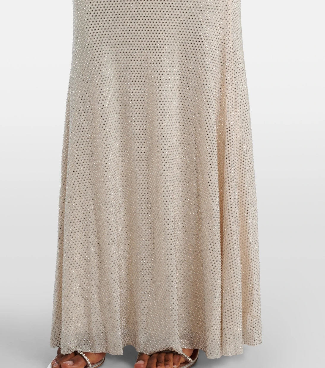 Self-Portrait - Rhinestone-embellished mesh maxi skirt