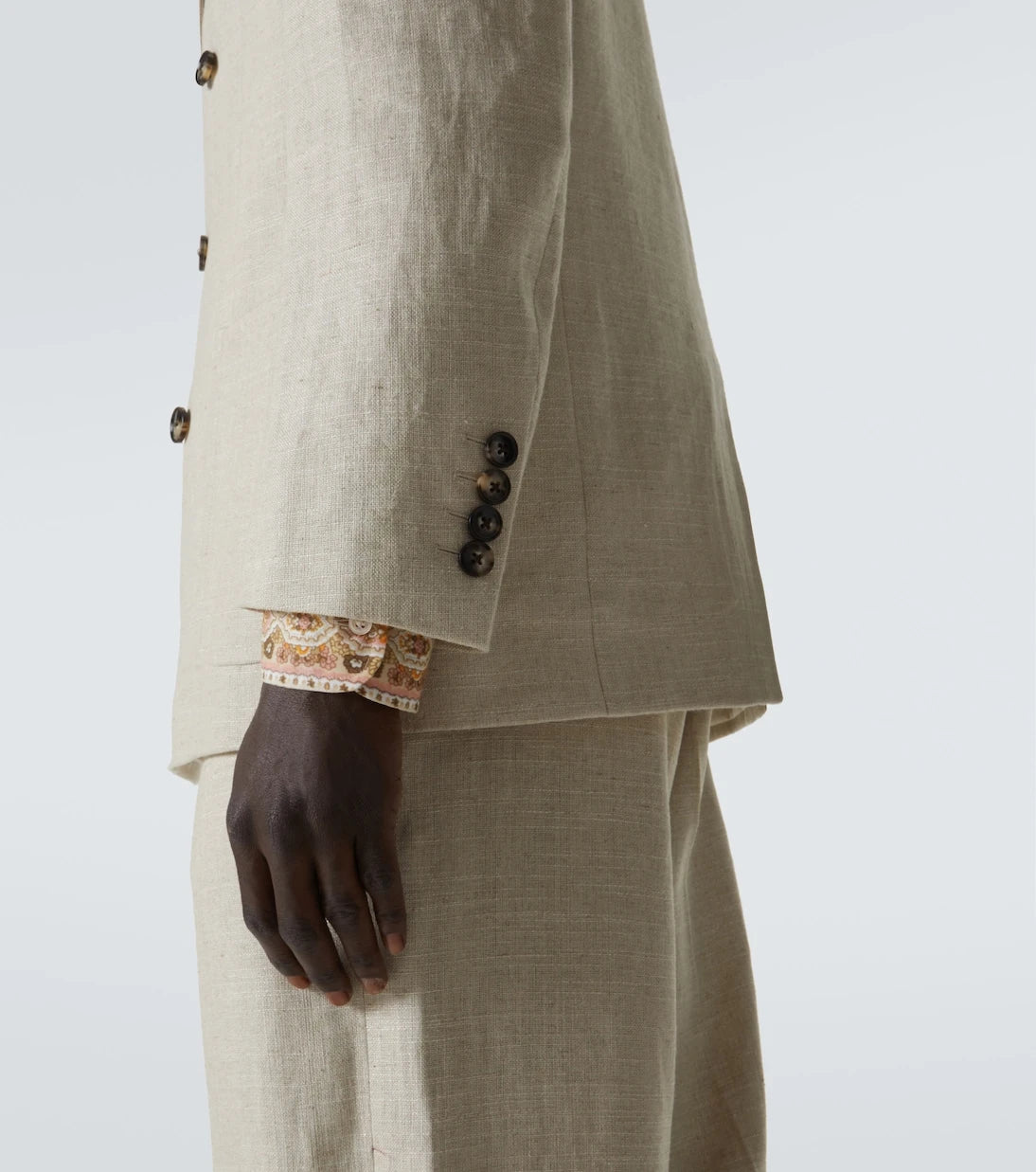 Valentino - Double-breasted linen-blend blazer