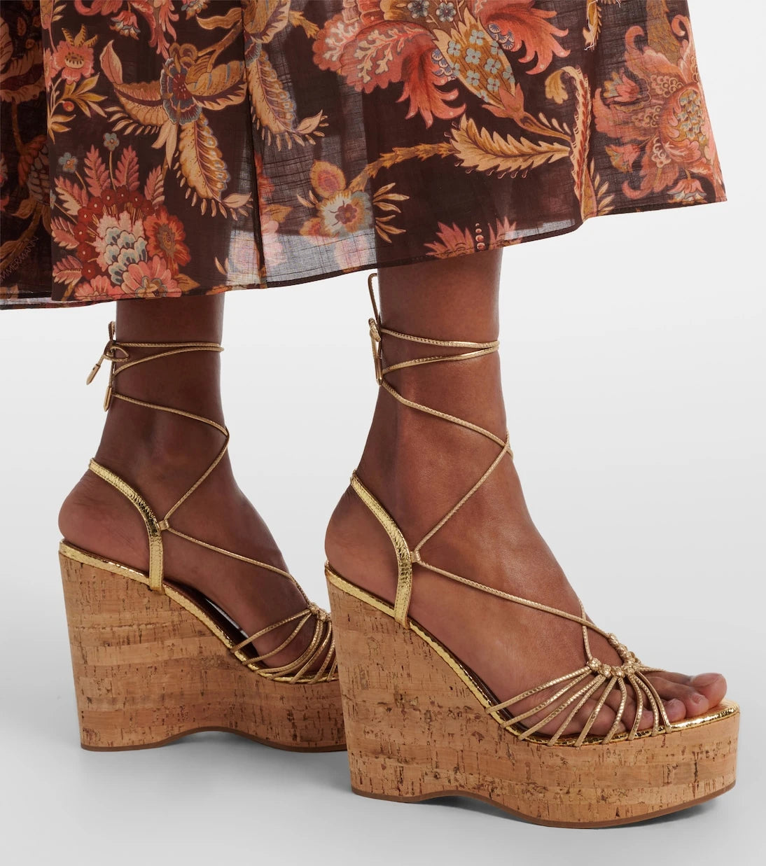 Aquazzura - Ritmo metallic leather wedge sandals