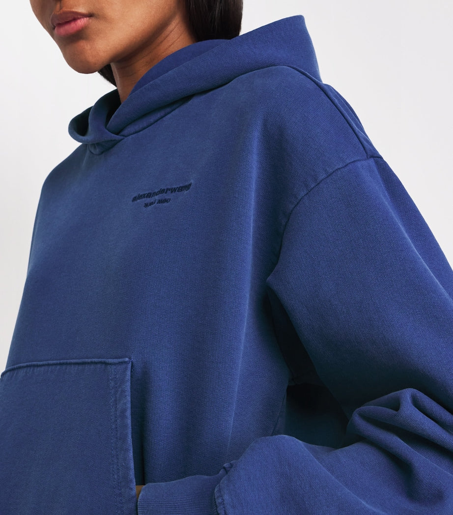 Alexander Wang Blue Cotton Logo Cropped Hoodie