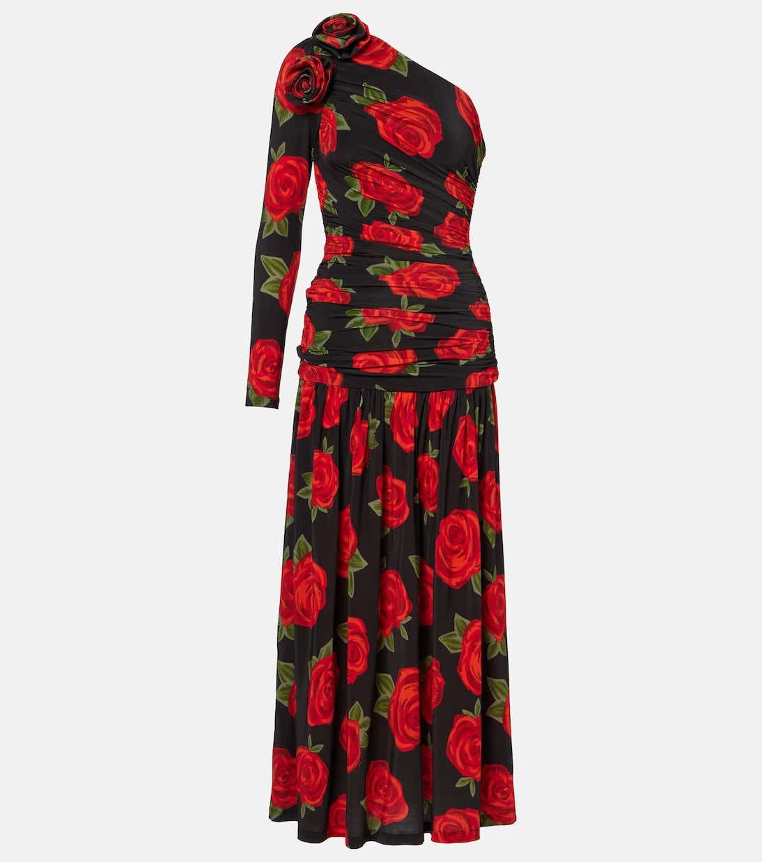 Farm Rio - Latin Roses draped one-shoulder maxi dress