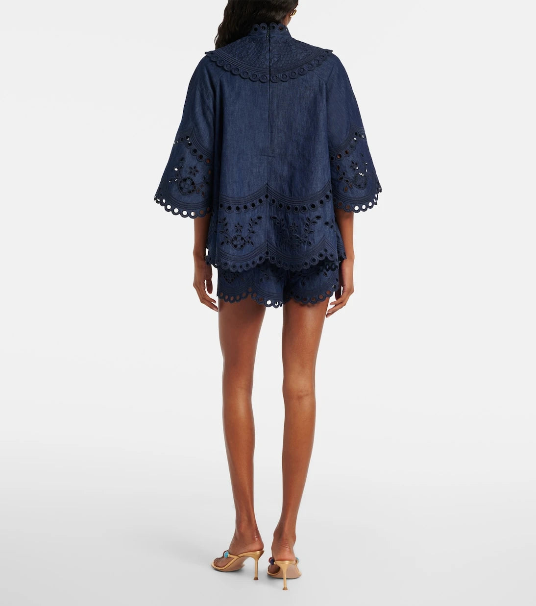 Zimmermann - Mahon broderie anglaise denim shorts
